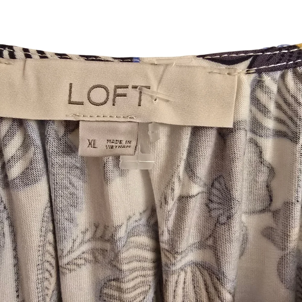 LOFT Elegant Floral Top in Cream and Blue - Picture 2 of 3